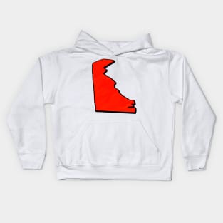 Bright Red Delaware Outline Kids Hoodie